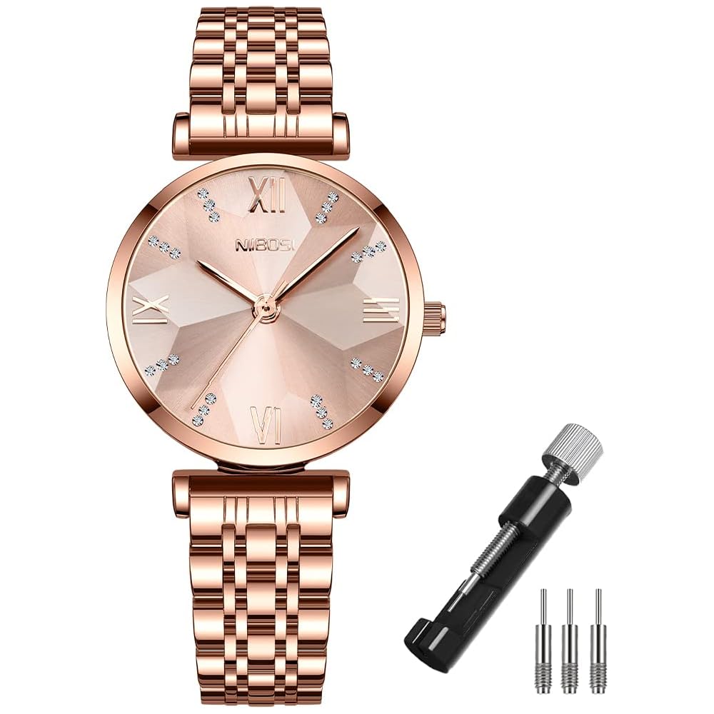 Elegant Women s Rose Gold Analog Quartz Watch Waterproof Stainless Steel Casual Business Style