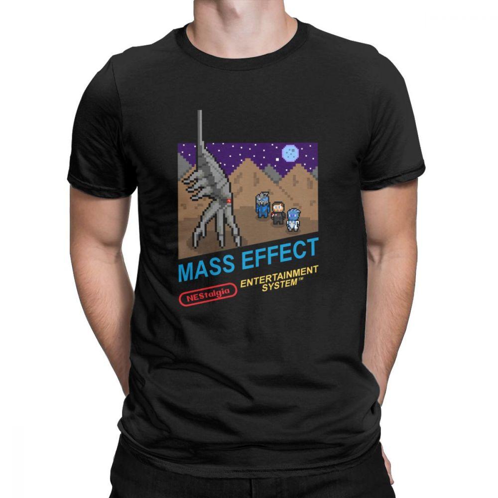NEStalgia Mass Effect T Shirts  Men  Vintage  Tee Shirt Crew Neck  TShirts Printing Clothing New Arrival