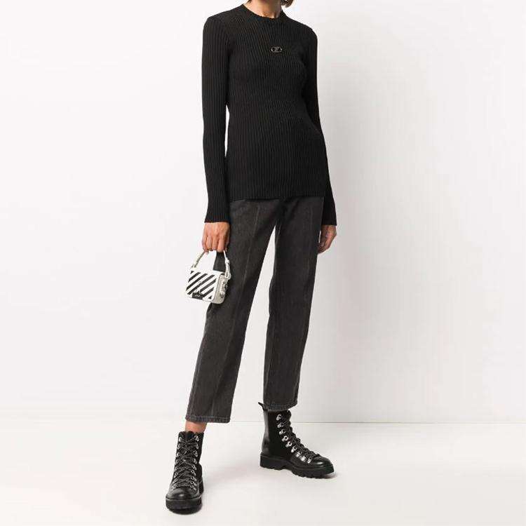 WE11DONE Ribbed Solid Color Slim Fit Long Sleeve Pullover Sweater Unisex sweater Black WD-KO8-200-44-U-BK
