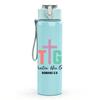 1PC But God Bold Pink Letter Print 750ml Color Plastic Sports Water Bottle Leakproof Flip Straw Lid Suitable for Sports Office Home Use