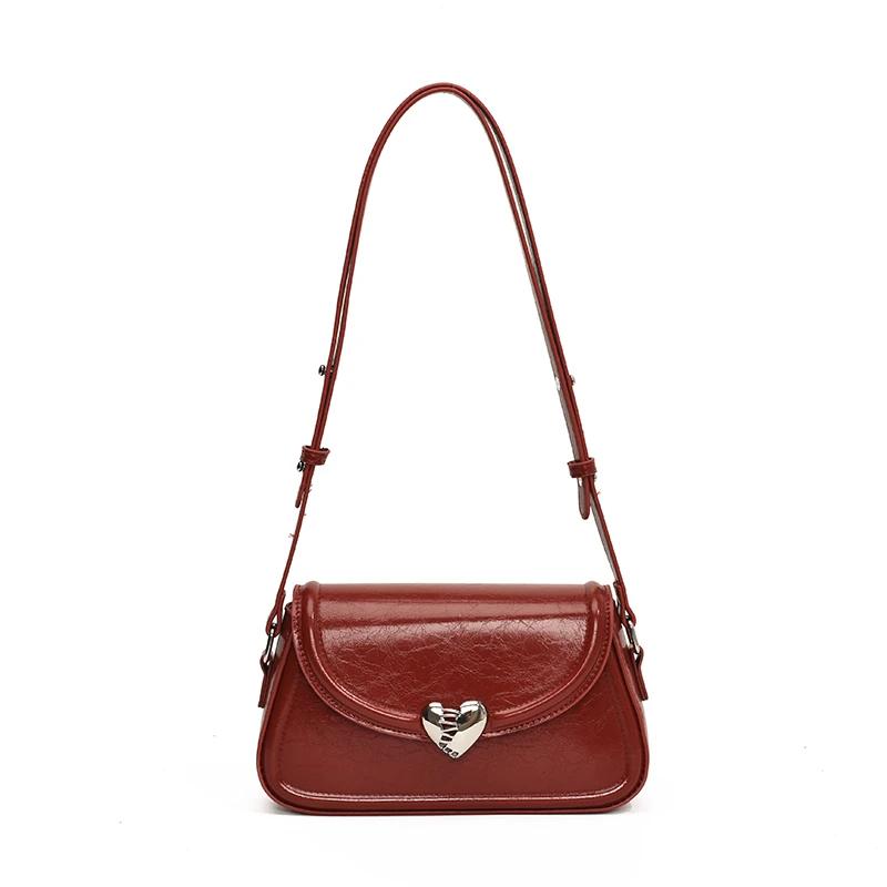 Dámská kabelka přes rameno s červenou texturou, nová, oblíbená, crossbody, módní