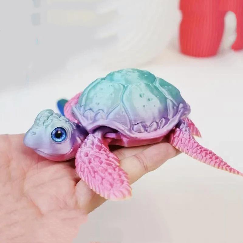 3D-gedruckte Schildkröten-Dekoration, Ornament, bunt, entzückend, PLA-Material, Kunstfigurine für Schlafzimmer, Schreibtischdekoration