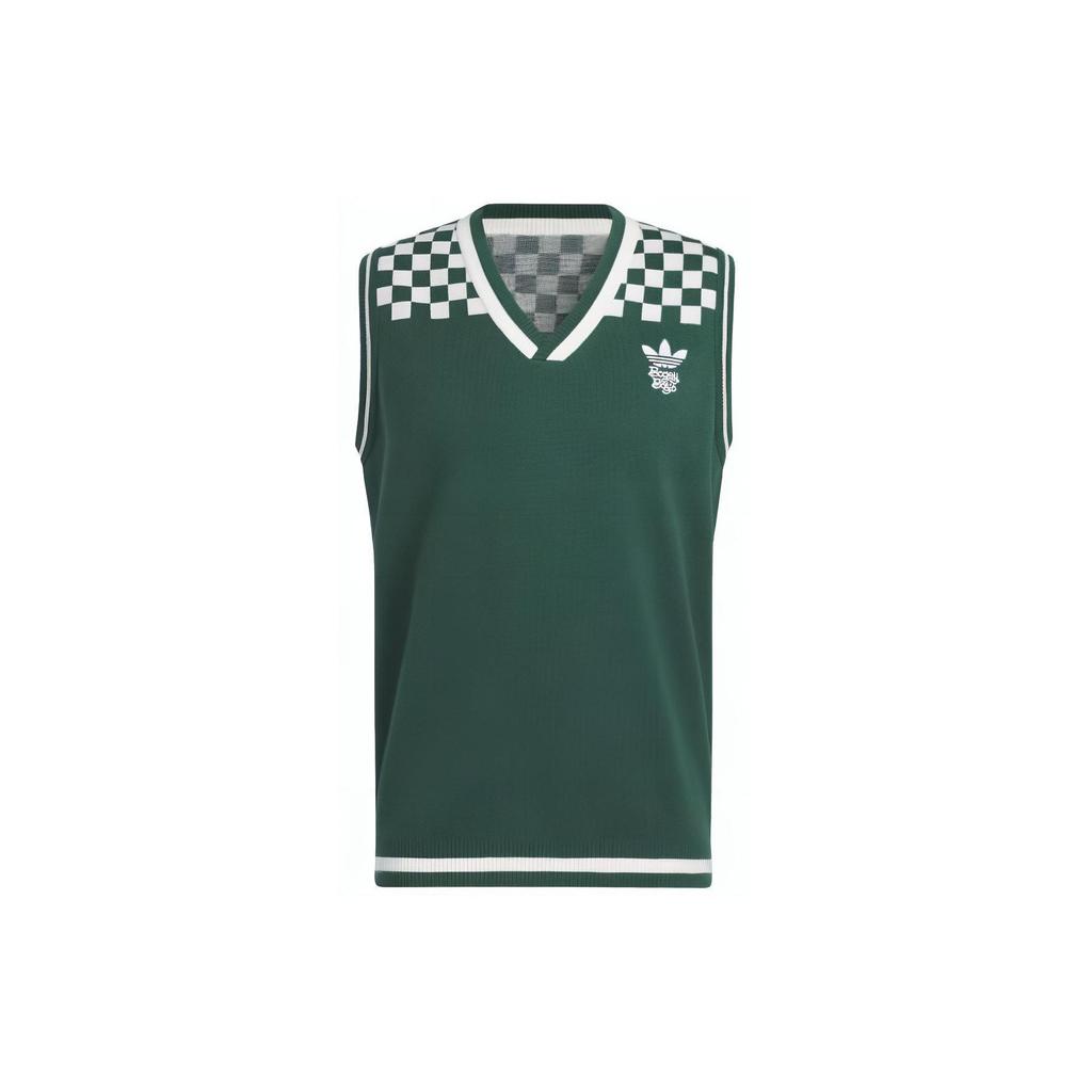 Adidas Originals X Bogey Boys Collaboration SS23 Solid Golf Square Knit Sleeveless V-Neck Vest Men Tops Green IL9295
