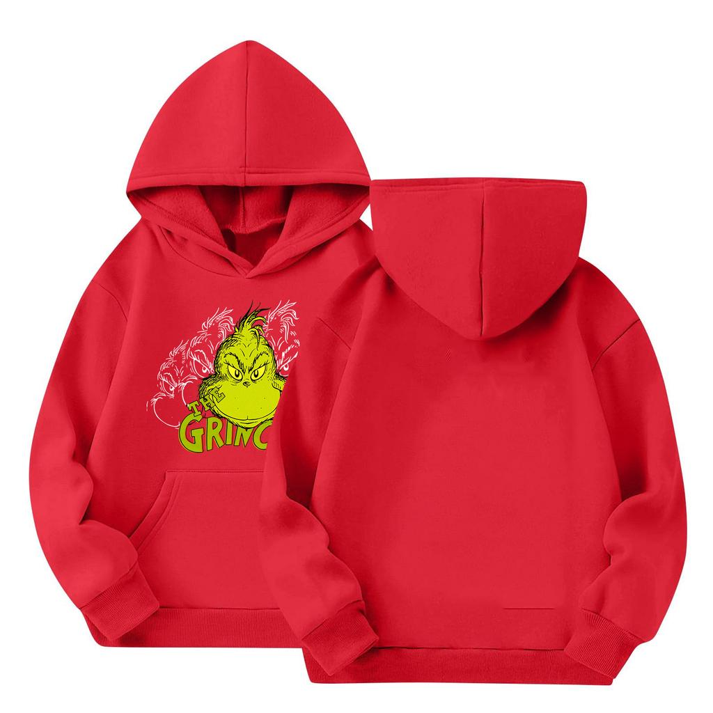Kids' Long Sleeve Loose Pullover Letter Print Drawstring Hooded Sweatshirt