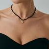 Simple and Fashionable Crystal CCB Bead Collarbone Necklace Ins Drip Oil Love Pendant Necklace for Women