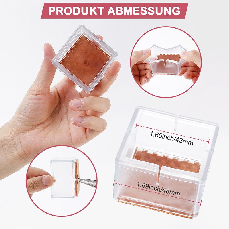 16 bucăți din silicon pentru picior de masă și scaun, pentru picioare, capace Capace pătrate, șosete, pentru picioare, anti-alunecare, pentru mobilier.