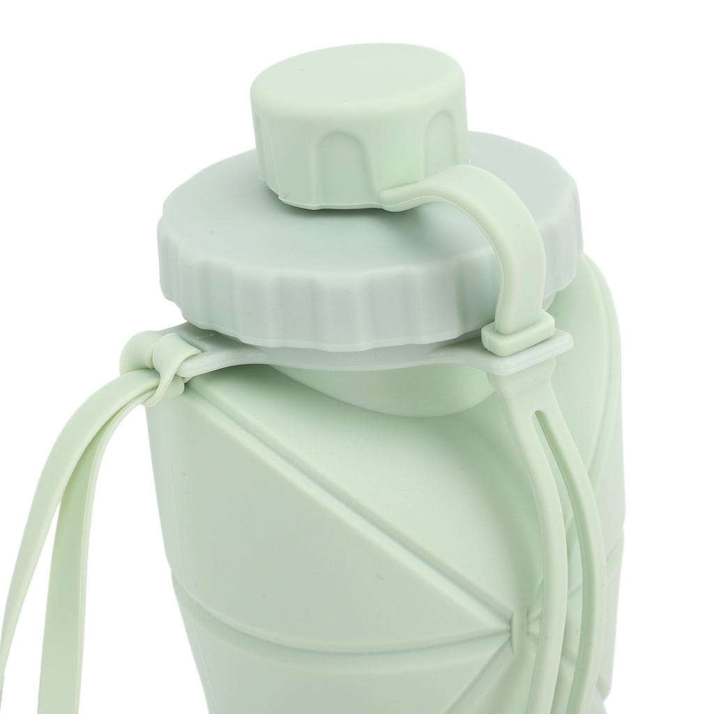 Silicone Collapsible Travel Bottles with Lids Leak Proof Soft Flexible Foldable Water Bottles for Gym Hiking Sports Green 600ml