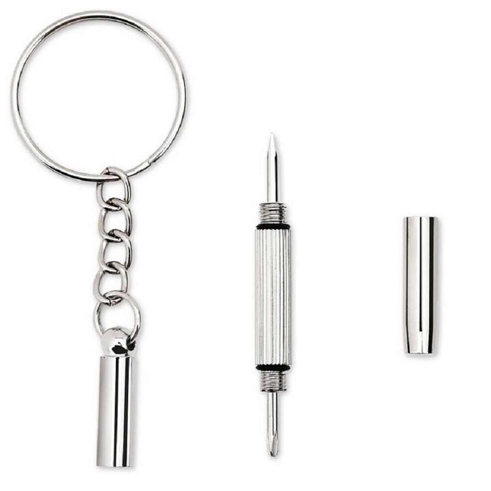 2Pcs Multifunctional Mini Screwdriver 3in1 Screw Driver Glasses Phone Watch Screw Repair Tool Keyring Key Chain