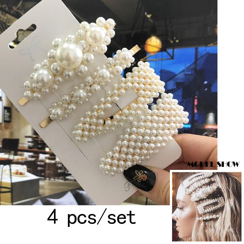 Women Hair Clip Accessories Set Elastic Ponytail Holder Rubber Coil Bands Kids Simulated Pearl Barrettes for Girls Headwear