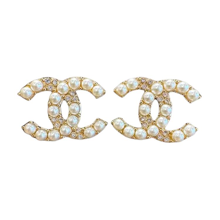 

Chanel Vintage 3D Double C Shaped Earrings Women earrings Gold ABE102-B17215-NZ743 Box+Padding Board,F,Gold