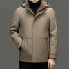 Mens Detachable Real Rabbit Fur Lined Parka Winter Thick Warm Coat Middle-Aged Men Casual Loose Fit