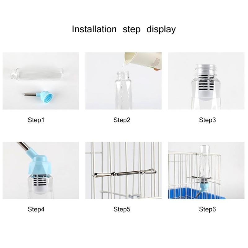 No Drip Small Animal Water Bottle for Bunny/Ferrets/Hamster/Guinea Pigs/Rabbit/Squirrel Easy To Fix for Cage 80ml/125ml