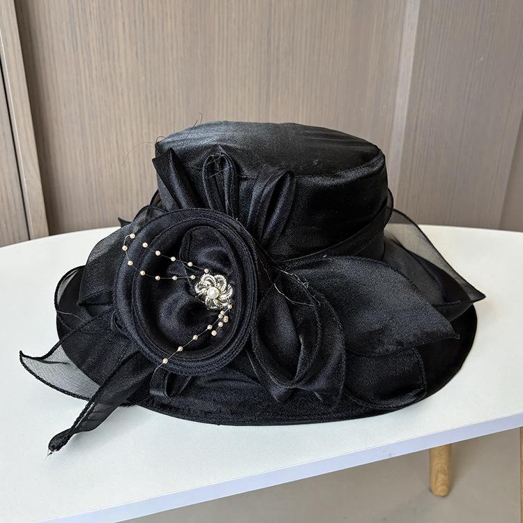 Ladies Hat Bow Mesh Gauze Hat Spring And Summer Travel Beach Sun Hat Big Edge Sun Hat