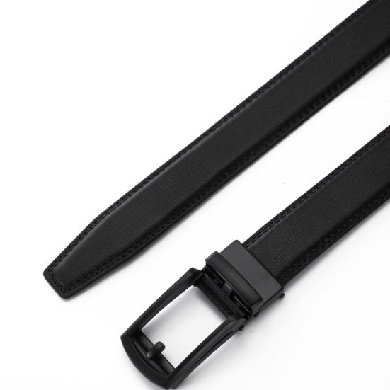 Men Belt Automatic Buckle Soft Simulated Leather Adjustable No Hole Belt with Fake Pin Design Quick Release Jeans Trousers Belt