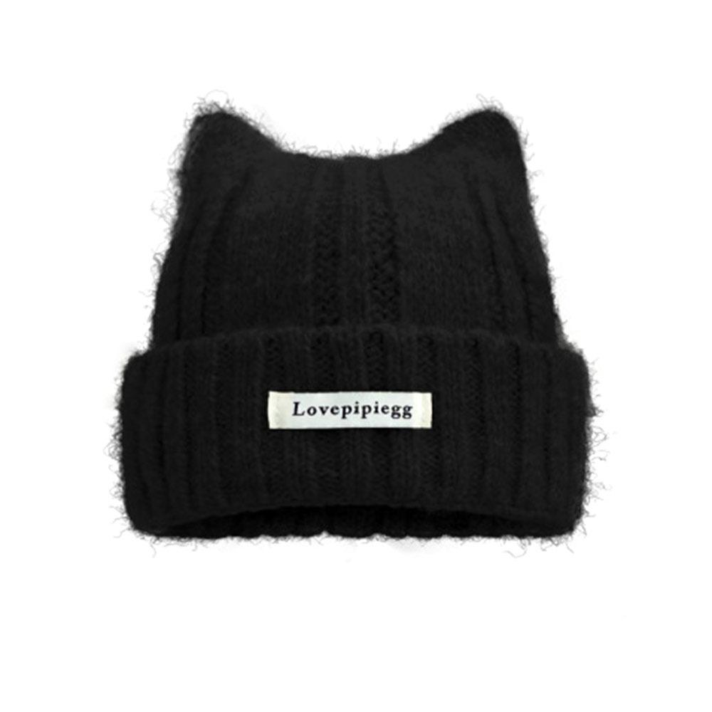 Fashion Elastic Knitted Woolen Cap Windproof Thickened Beanie Hat Cat Ear Keep Warm Ear Protection Hat Winter