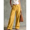 Women's High Rise Wide Leg Pants Loose Fit Solid Color Linen Palazzo Trousers Casual Commute Straight Leg Pants