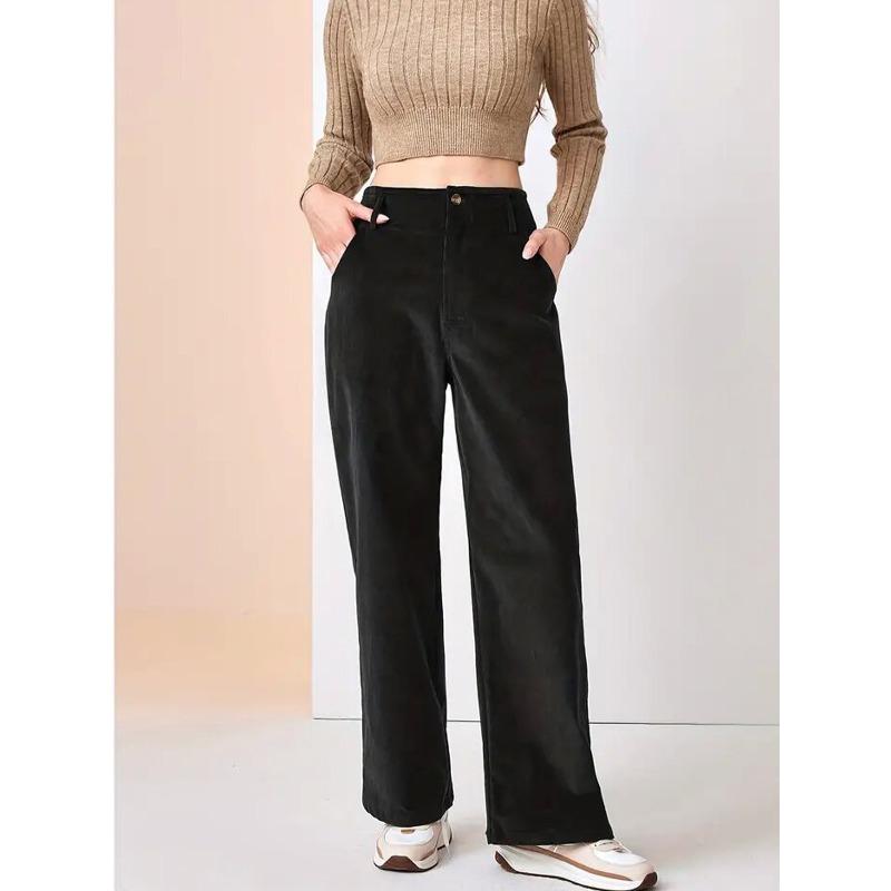 QICED Women's Fashion Casual Solid Color Print Pants & Capris