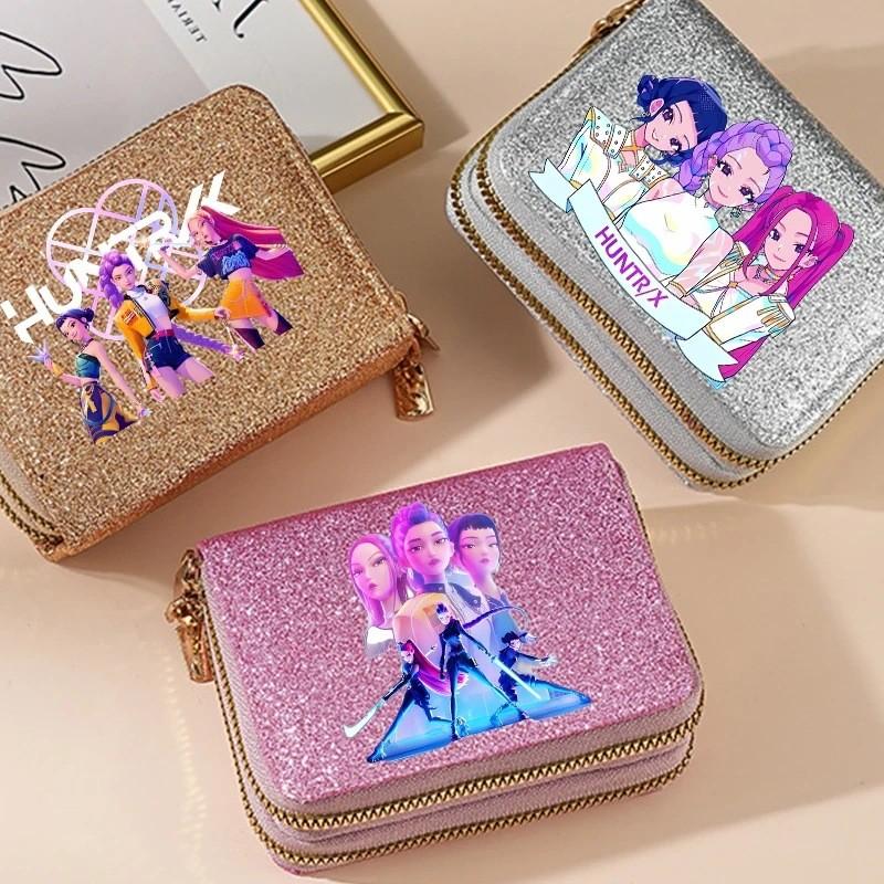 Portafoglio Kpop Demon Hunters per Donna Portamonete e Porta Carte Scintillante con Paillettes