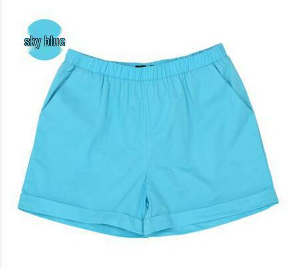 Women's Candy Color Elastic Waist Beach Shorts - Plus Size, Loose Fit, Wide Leg, Summer Home & Sports Cotton Leggings
