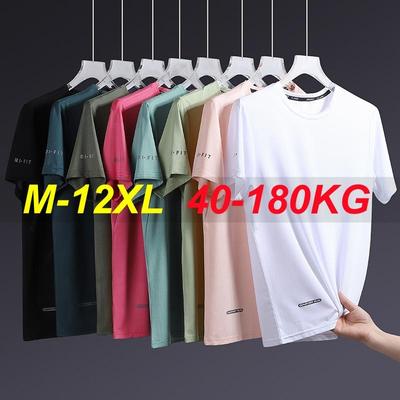 Summer Men's T-Shirt 12XL Tees Big Size Plus Size Round Neck Short Sleeve Oversized Tops Breathable Quick Drying T-shirt