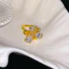 18k Gold-Plated Zirconia Water Drop Flower Ring, Simple Fashion Luxury Jewelry