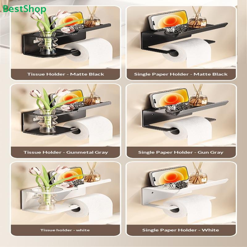 1Pc No-Drill Toilet Paper HolderPhone Stand Metal Storage Rack Kitchen Towel Holder Seasoning Bottle Bathroom Wall Roll Paper