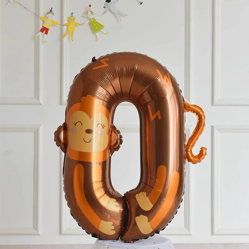 40-Zoll Tier Cartoon Zahlen Folienballon für Kindergeburtstag zum 1. Geburtstag oder 100-Tage-Feier Dekoration