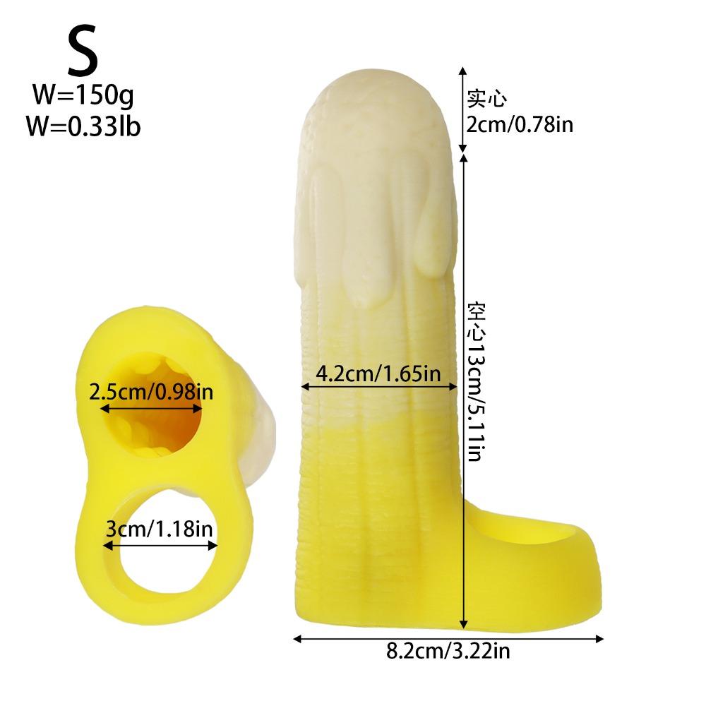 Liquid Silicone Penis Sleeve Male Delay Thickening Enhancer Hollow Wolf Sleeve Adult Toy