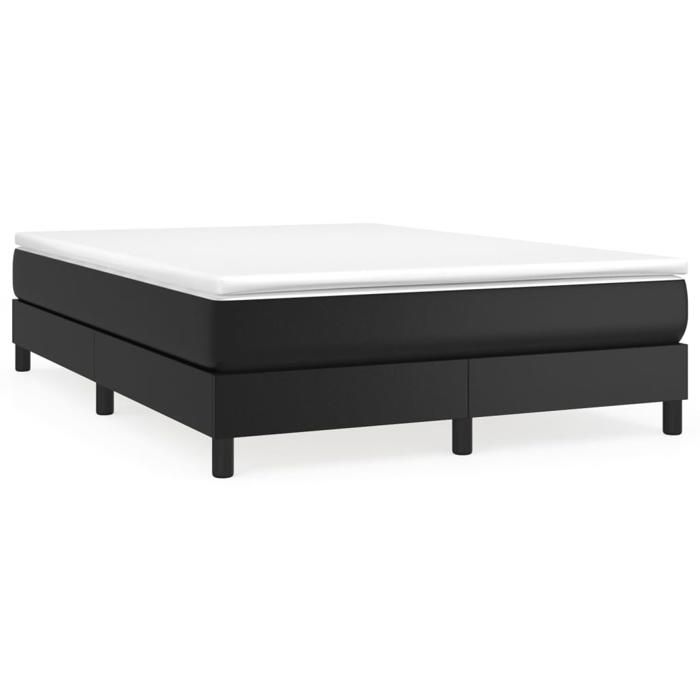 3144255 vidaXL Divan Bed with Mattress Black 140x190 Cm Faux Leather
