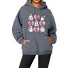 Women's Casual Fashion Solid Color Rugby Print Long Sleeve Hooded Sweatshirt Top
