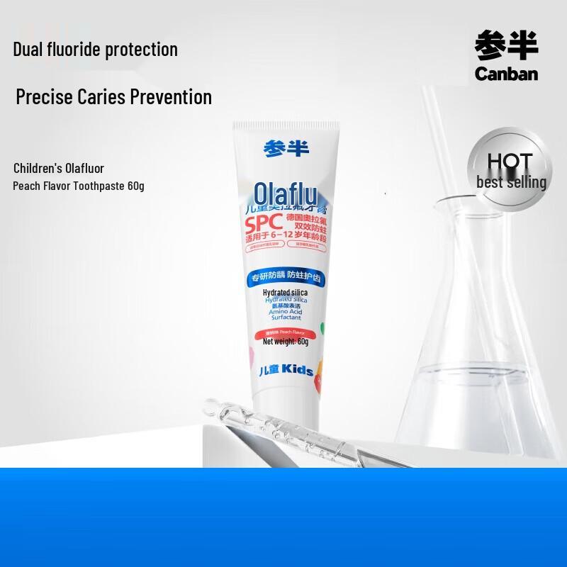 Canban Kids' Olaflur Low Fluoride Anti-Cavity Toothpaste - Peach Flavor, 3-Pack