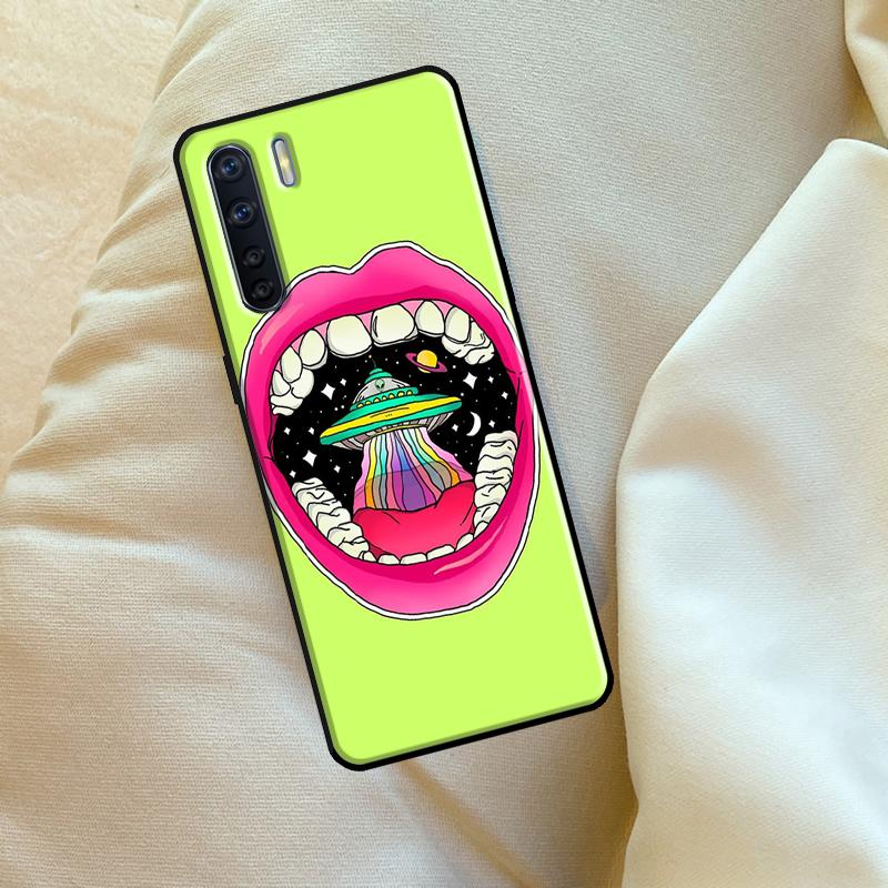 Aesthetics Cartoon Alien Space Case For Oppo A96 A76 A16 A18 A38 A58 A78 A98 A74 A94 A54 A80 A60 A40 A15 A17 A57 A5 A6 Pro