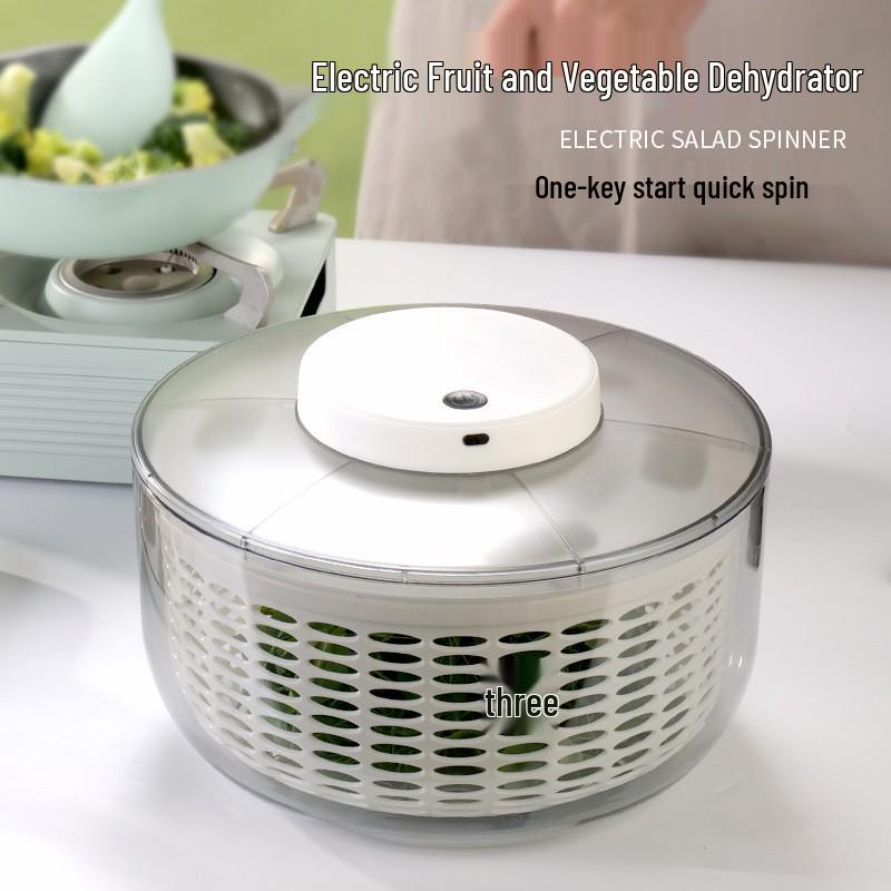 Electric Rechargeable Vegetable and Fruit Dehydrator - Large Capacity Spinner and Washer Medium 4.75L White