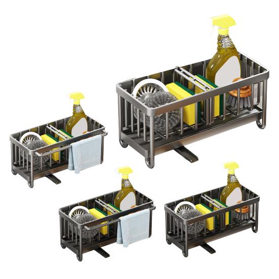 מחזיק ספוג לכיור מטבח עמיד בפני חלודה עמיד בפני קורוזיה מחזיק מברשת ארגונית לכיור מטבח עם פיית ניקוז אוטומטי