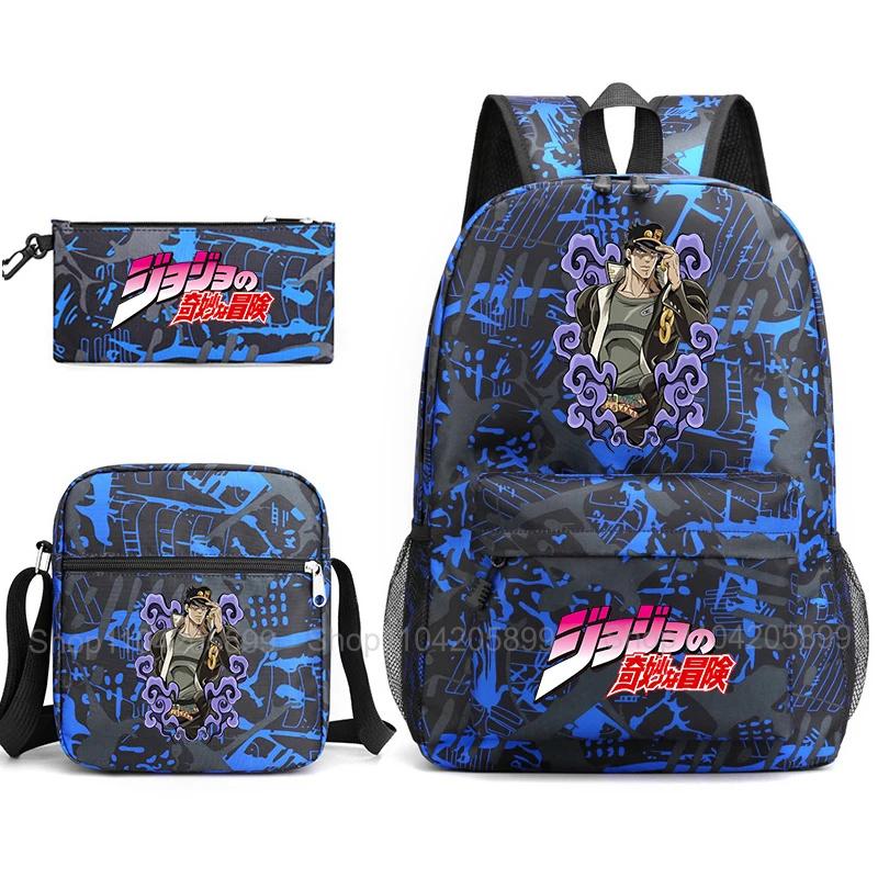 JoJo's Bizarre Adventure Rugzak Anime Mochila Student Tiener Schooltas met Schoudertas Etui voor Jongens Meisjes