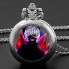 Anime Tokyo Ghoul Theme Glass Dome Vintage Quartz Pocket Watch Men Women Pendant Necklace Chain Charm Clock Hours Jewelry Gifts