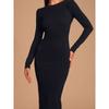 Export Single Lu Home Long Sleeves Easiest for Match Temperament Waist-Controlled Slimming Spring New Arrival Beautiful Sheath Stylish Backless Dress