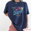 Hawaii Retro Classic  TShirt Summer Retro Palm Tree Print Tops Womens Summer Casual Vacation Clothes Loose O Neck Tops