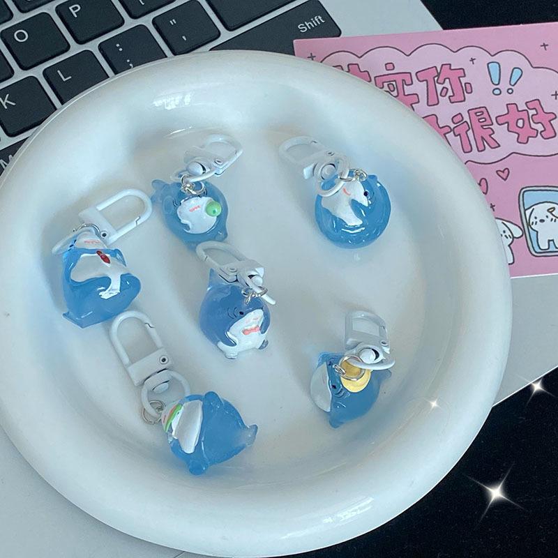 Cute Cartoon Ocean Animal Luminous Shark Keychain Backpack Pendant Decoration Accessries Gifts