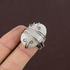 Natural Rainbow Moonstone Gemstone Copper Wire Wrap Gift Ring Size 5.5 J0J11
