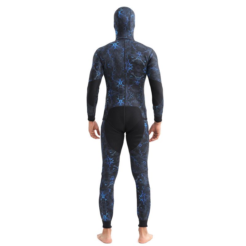 In-Stock Men's 1.5mm Two-Piece Hooded Spearfishing Wetsuit for Cold-Proof Freediving, Swimming, Surfing, and Diving