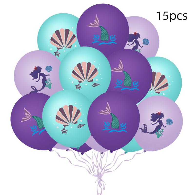 

15Pcs Mermaid Fish Tail Latex Printed Balloon Bundle Birthday Atmosphere Decoration Balloon Bundle 1