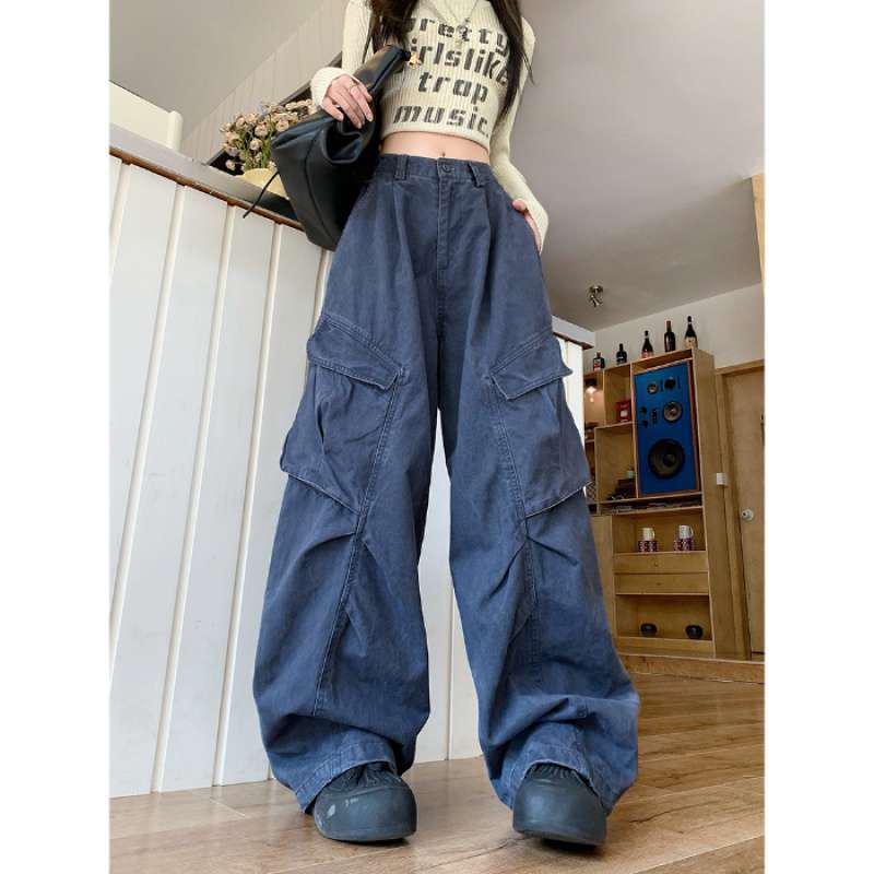 Women s Wide Leg Multi-Pocket Cargo Pants for Jazz Street Dance L