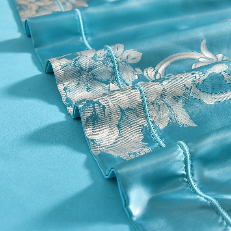 Avrupa saten jakarlı nevresim çarşaf dört parçalı set işlemeli üç parçalı set