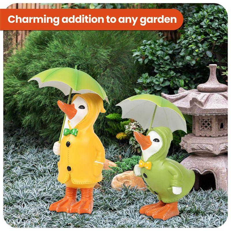 AEE4-2PACK Dilly And Dally Garden Ducks With Detachable Umbrella Garden Ornaments Outdoor Novelty Standing Sculpture