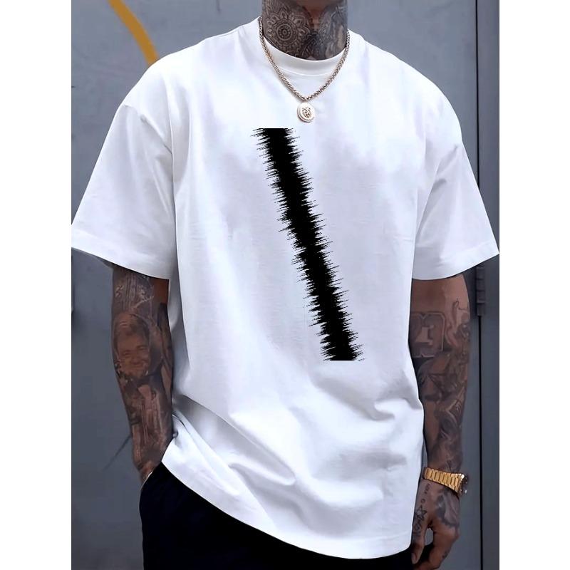 European sizes Simple and stylish one stick pattern printed men's round neck short sleeved T-shirt, comfortable and breathable
