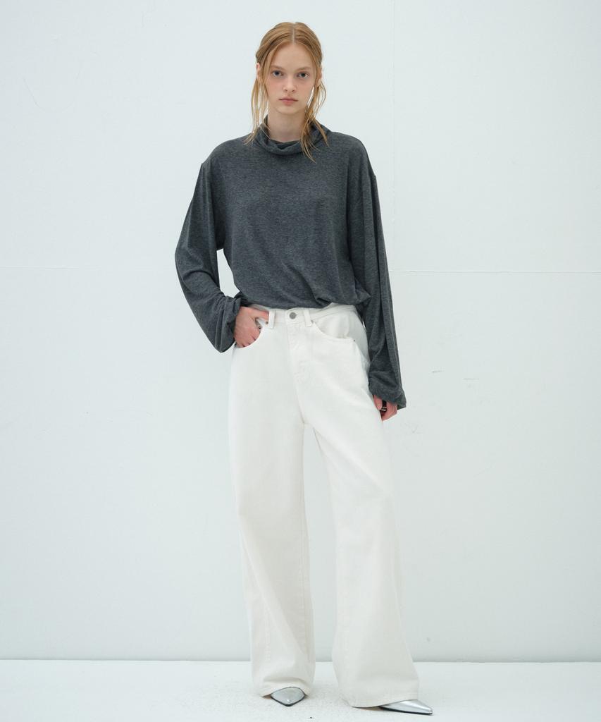 Obeodyupeulleeo Cotton Wide Denim Pants_White