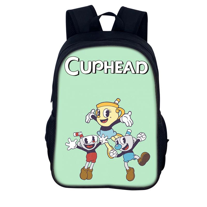 Cuphead Cartoon Backpack For Kids With Nylon Material And Spacious Design For School And Travel