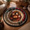 2D Flat Printed Christmas Rug Santa Claus Xmas Home Decor Round Vortex Carpet  Christmas