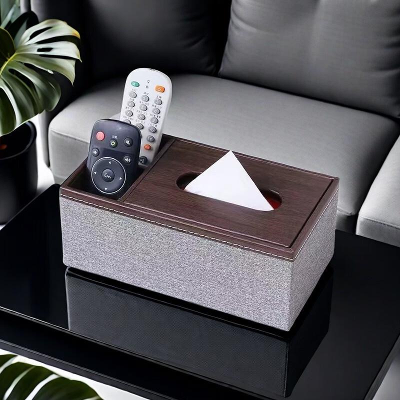 Linen Grey Walnut Rectangular Tissue Box Set (3-Pack)